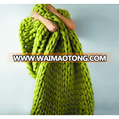 SZPLH New design Chunky Knit Merino Wool Blanket